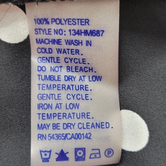 Peter Nygard Blouse Sz 3X Polka Dot Button Front Tie Bottom Roll Tab Black White - Picture 5 of 8